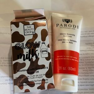 Glow milk .53oz and Parodi hand lotion 2oz